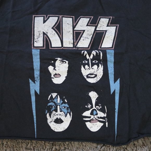 KISS Shirt Adult 3XL Black Cropped T-Shirt Rock Band Tee - Picture 2 of 6